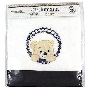 Imagem de Toalha Fralda de Bebê LUMANA Bordada  Algodão Macio Duplo - Azul Marin