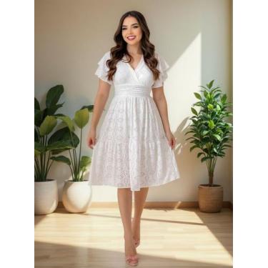 Imagem de Vestido Midi Laise 100% Algodão Terra Prometida Cor:BrancoTamanho:P, B