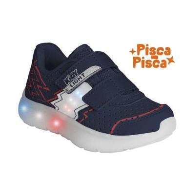Imagem de Tênis Infantil Kidy de Luz Light Fun Infantil Masculino, Marinho verme