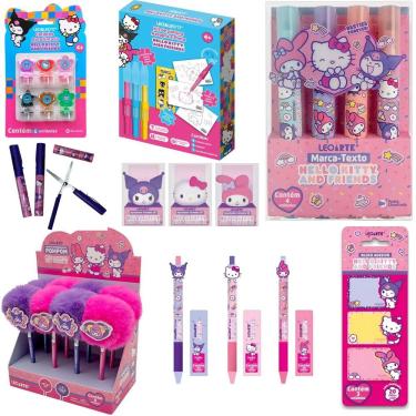 Imagem de Kit de Material Escolar Leo & Leo Hello Kitty e Amigos 8 Peças com Itens de Escrita e Pintura