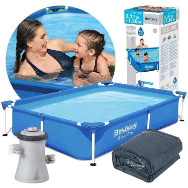 Imagem de Piscina Estrutural Infantil Splash Juniors 1.200L em PVC com Bomba Filtrante 110V e Capa Bestway