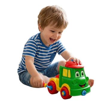 Imagem de Caminhão de Brinquedo Cebolinha Infantil Educativo com Chave para Montagem Lua de Cristal