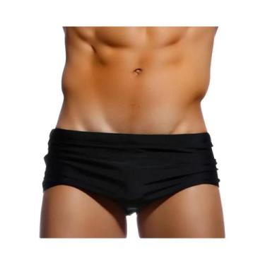 Imagem de Sunga Masculina Acolchoada Push-up Branca Lisa Para Verão, Praia E Sur
