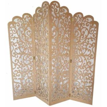 Imagem de Biombo 4 Folhas 172X180cm Mdf Modelo 21 Cru Vazado