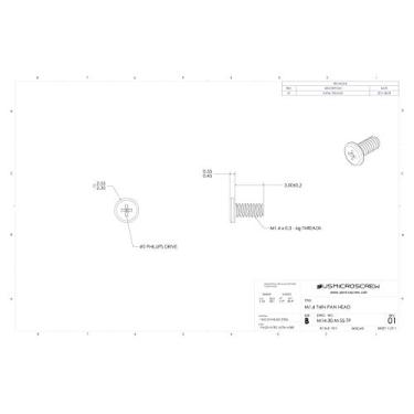 Imagem de M1,4 x 3 mm parafuso de máquina de aço inoxidável fino panela de cabeça Phillips Drive (100 peças) - M14-30-M-SS-TP