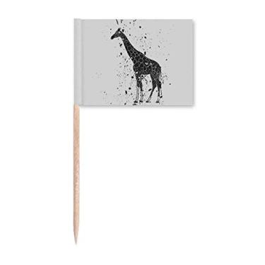 Imagem de Bandeiras de palito de dente cinza com desenho de girafa para decoração de festa