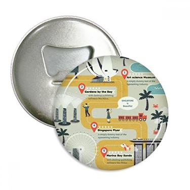 Imagem de Cingapura Famous Spots Rota Abridor de Garrafas Imã de Geladeira Emblema Multifuncional