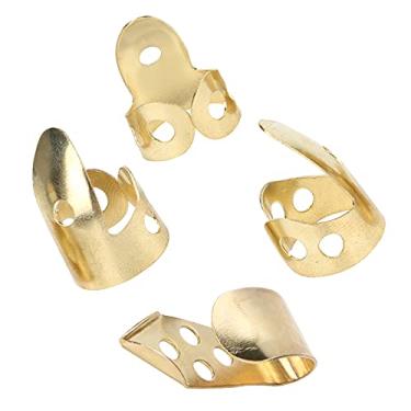 Imagem de Kalimba Pinteiros de dedo metal 3 peças dedo índice PC polegar peças de guitarra acessórios para instrumentos musicais pletos, pletins de polegar (ouro)