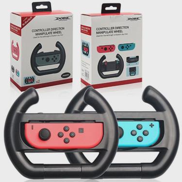 Imagem de Par Volante Nintendo Switch Controle Joy-con Grip Dobe Preto