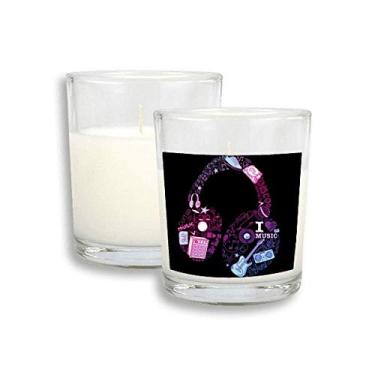 Imagem de Fone de ouvido rosa azul padrão música velas brancas incenso cera perfumada vidro