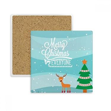 Imagem de Porta-copos com ilustração quadrada para festivais de árvore de cervo de Natal com suporte de subplaca e pedra isolante