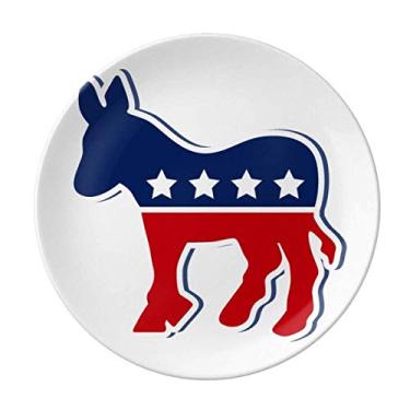 Imagem de Placa de festa democrática com emblema de burro da América Prato decorativo de porcelana Salver talheres, Prato de jantar
