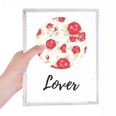 Imagem de Caderno de plantas com desenho rosa vermelho folha solta diário recarregável de papelaria