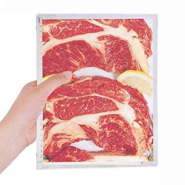 Imagem de Caderno com textura de carne crua de bife, diário de folhas soltas recarregável