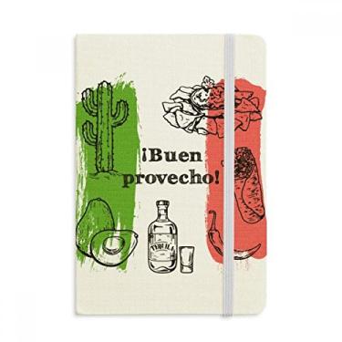 Imagem de Caderno de desenho do México com a bandeira da Culinária Redonda de Cactus Oficial de Tecido Rígido Diário Clássico