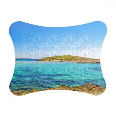 Imagem de Moldura de quebra-cabeça de imagem natureza da Ilha da Água do Oceano Enfeite de jogo de quebra-cabeça