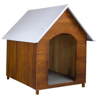 Imagem de Casinha De Cachorro Telhado Galvanizado Em Madeira Maciça N 3 - Cereje