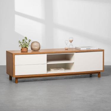 Imagem de Rack Zorro 2 Gavetas 1 Porta Freijó e Branco - 1,60m