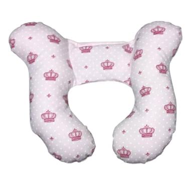 Imagem de Almofada de Pescoço Posicionador Apoio Cabeça Bebe Cadeirinha (Coroa Rosa)