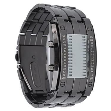 Imagem de Relógio LED, Relógio Masculino de Liga à Prova D'água Requintado Com Exibição de Modo de Tempo Binário, para Negócios, Uso Casual (Cor da arma masculina)