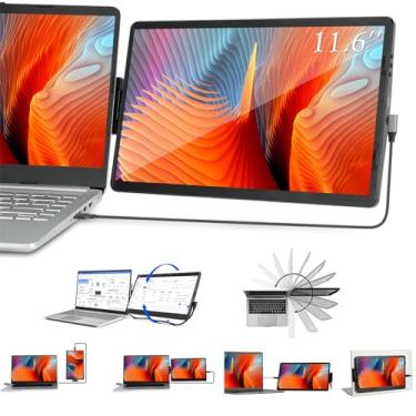 Imagem de Extensor de tela de laptop, mini monitor de jogos de 11,6 polegadas com rotação de 360°, extensor de monitor portátil anexável para laptop, compatível com Mac, PC, Chrome, alimentado por USB ou mini