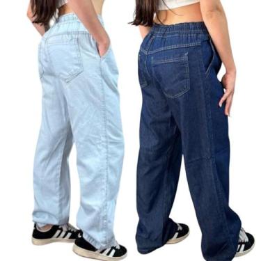 Imagem de Calça Jeans Wide Leg Feminina Balão Baggy Perna Larga - Mitchelgutto, 