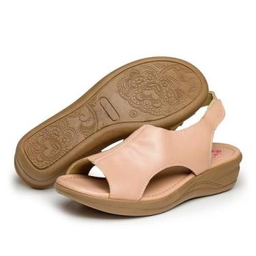 Imagem de Sandália Feminina Anabela Ortopédica Idosa Macia Confortável - EMOT SH