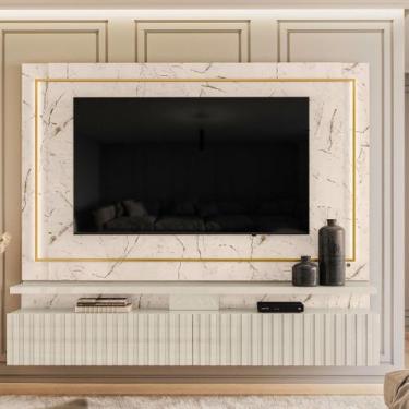Imagem de Painel p/ TV Bancada Suspensa Amélia Led p/ sala com Design Moderno e 