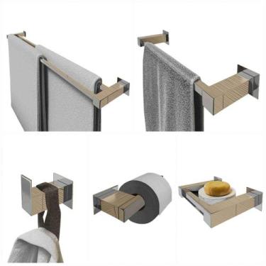 Imagem de Kit Acessórios Banheiro/Lavabo 5 Peças Aço Inox 304 Q5Dolt - Perfil Ca
