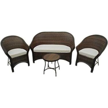 Imagem de Conjunto Sofá Poltronas Centro Fibra Sintética Área Externa Varanda - 