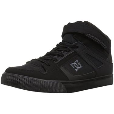 Imagem de DC Tênis de skate masculino Pure High Top EV com tira no tornozelo e cadarços elásticos, Preto/Preto/Preto, 20