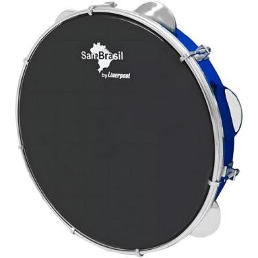 Imagem de Pandeiro liverpool sambrasil premium 10 azul c/ pele preta