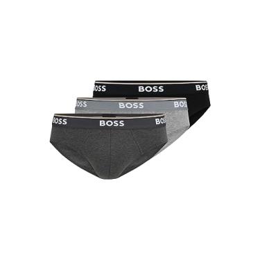 Imagem de Hugo Boss Pacote com 3 cuecas masculinas clássicas de modelagem regular, Cinza/Carvão/Preto, X-Large
