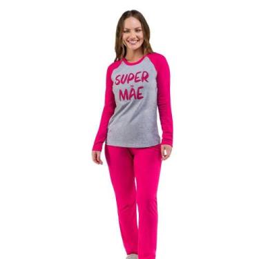 Imagem de Pijama Longo Algodão Bela Notte 1001573 Super Mãe, Mescla, G