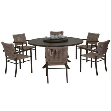 Imagem de Conjunto Mesa Jantar Giro Externo 6 Cadeiras Área Jardim Piscina - Nos