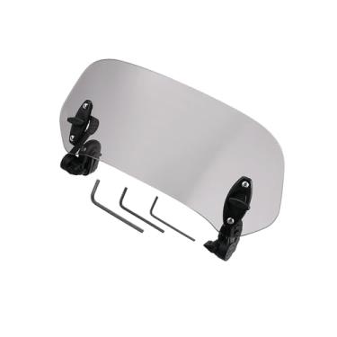 Imagem de ACROPIX Para-brisa de motocicleta de 28,5 cm, defletor de vento, lente cinza, clipe ajustável, extensão de para-brisa, ajuste universal para a maioria das peças de motocicletas, scooters e carros