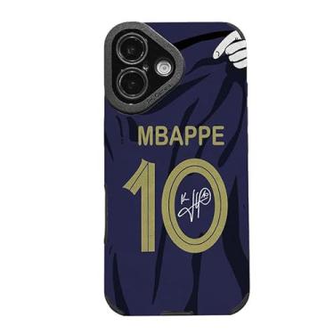 Imagem de Slrioks Capa de telefone Mbappe Jersey Capa de futebol criativa para iPhone 16 Couro sintético macio fino à prova de choque