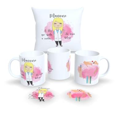 Imagem de Kit Com Almofada 30x30cm e Caneca de Porcelana Profissões Fofas (Manicure)
