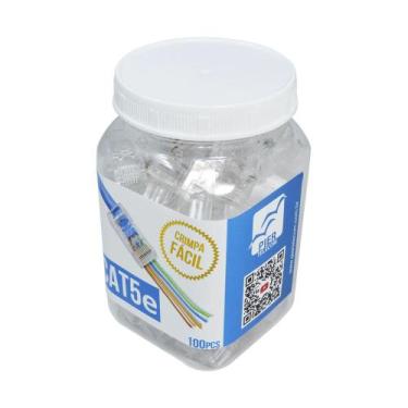 Imagem de Conector RJ45 Cat5e de Passagem Ez Crimp Crimpagem Fácil Pier Telecom 