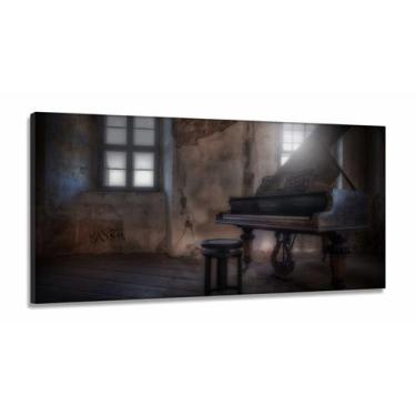 Imagem de Quadro Decorativo Piano Retrô Músicaem Tecido Canvas 130x60 - Wall Fra