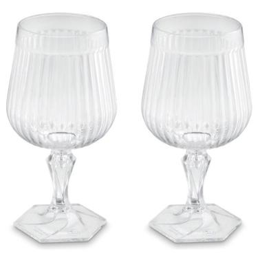 Imagem de Kit 2 Taça Plástica Para Água Suco Chá Gin Festa 350ml Axe Transparent