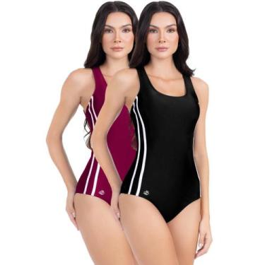 Imagem de Kit Maiô Natação Feminino Natação Hidroginástica Poliamida - HYPE MODA