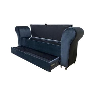 Imagem de Recamier puff baú sapateira com braços e gaveta 1,58 cm para cama box 