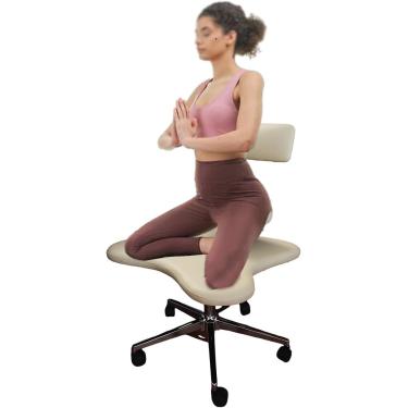 Imagem de Cadeira de escritório com pernas cruzadas, banco de meditação para sentar, ergonômico ajustável, crianças, adultos, cadeira ajoelhada, cadeira de escritório para TDAH com apoio lombar (cor: