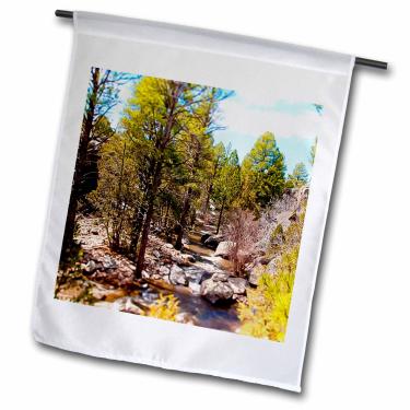 Imagem de 3dRose fl_49654_1 Vista do rio no Vale do Pinheiro, Utah fluindo através de árvores e dando vivacidade da bandeira de jardim em miniatura, 30 x 45 cm