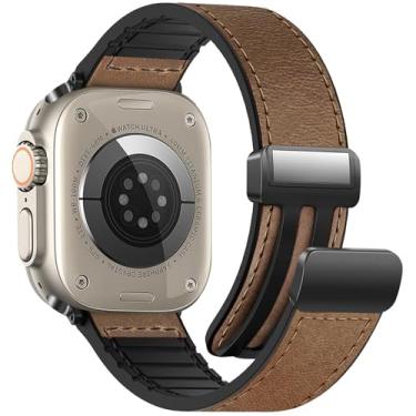 Imagem de WestEagle Pulseira magnética de couro para relógio compatível com Apple Watch Ultra/2 séries 10/9/8/7/6/5/4/3/2/1 de 42 mm, 41 mm, 40 mm, 38 mm, 38 mm, 4 e 2 e 1 de 42 mm, 41 mm, 40 mm e 38 mm