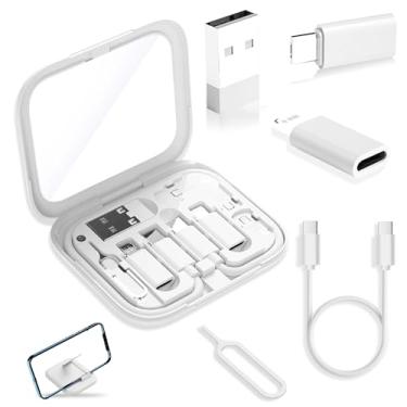 Imagem de YANZIE Kit adaptador de viagem USB-C para iPhone, Pixel e Galaxy: USB-A para C, Micro-USB para C, Tipo-C para Lightning, cabo USB-C curto, OTG, capa espelhada