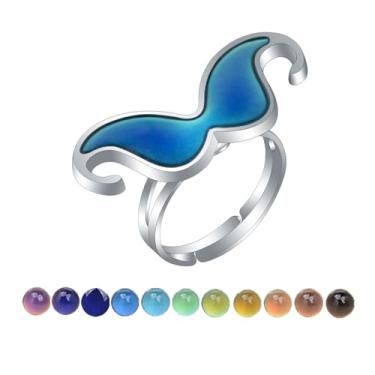 Imagem de AINILOVE Anel que muda de cor, sensor de temperatura, tartaruga/golfinho/baleia/pinguim animal anel de humor para meninas festa de aniversário joia presente, Cobre, Cobre