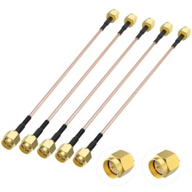 Imagem de Cabo coaxial SDTC Tech 5 peças RF conjunto de cabo SMA macho para SMA macho extensor de antena adaptador de cabo (6 polegadas/15 cm)