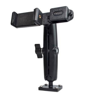 Imagem de YNIBST Suporte universal de rádio amador e telefone, base de perfuração com parafusos autorroscantes e adesivo traseiro, para Motorola Talkabout Midland BaoFeng Walkie Talkie portátil iPhone Android